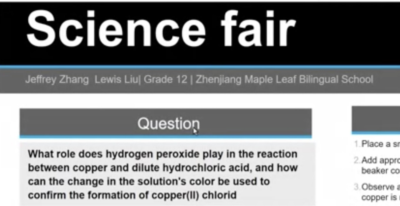 The role of Hydrogen Peroxide in Copper and and Hydrochoric Acid.